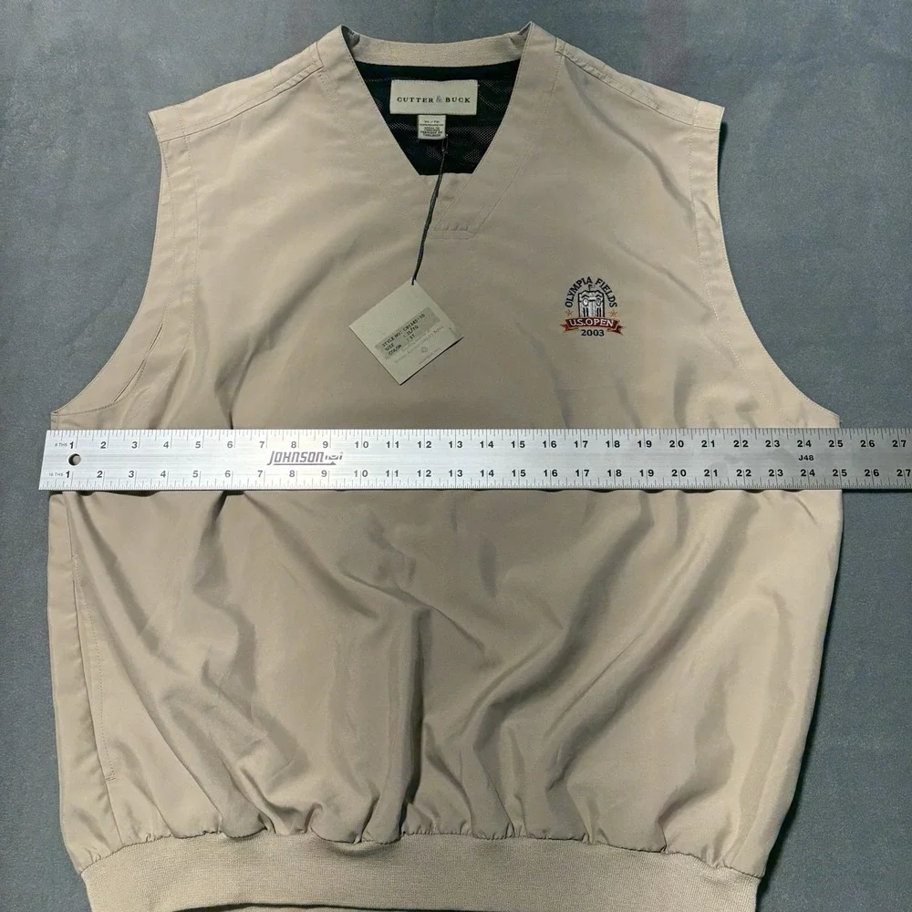Cutter & Buck Golf Vest Mens XL Beige Windbreaker Olympia Fields U.S. Open 2003